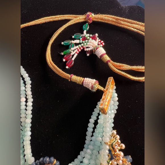 Multi Strand Crystal Beaded Kundan Choker - Picture 6 of 7